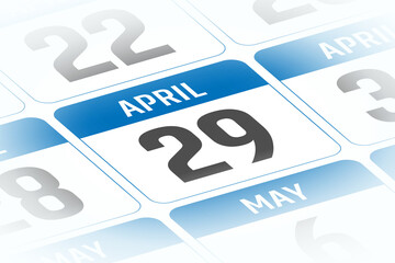 29 April calendar day vector illustration
