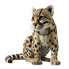 Naklejka premium Realistic Ocelot on a Clean transparent background with Detailed Features and Striking Coloration