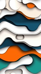 Abstract layered paper design with curves in a neutral color palette featuring orange accents and soft shapes, creating a dynamic and modern appearance