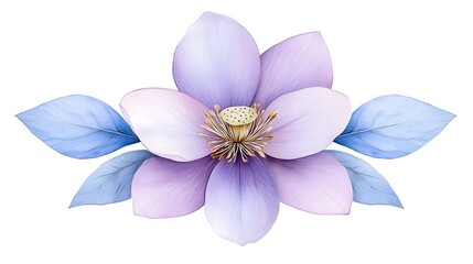 Lavender Flower with Blue Leaves  Botanical Illustration  Floral Design