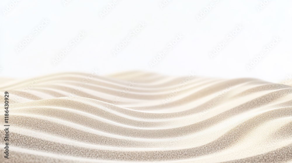Poster smooth, rippling sand surface forms a mesmerizing wavy pattern, evoking the tranquility of a desert 