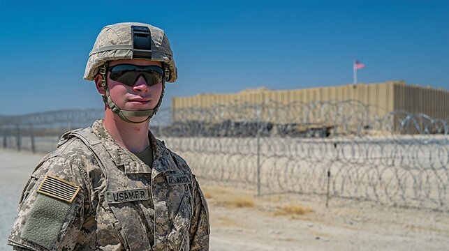 US Army Soldier in Desert Setting, Guantanamo Bay