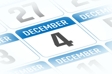 4 December calendar day vector illustration