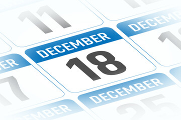 18 December calendar day vector illustration