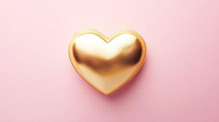 Fototapeta premium Centered Gold Heart on Light Pink Backdrop