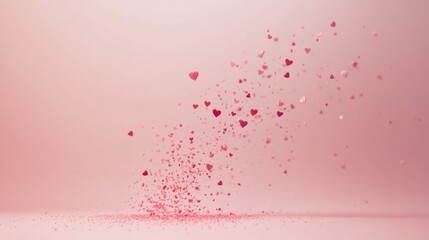 Obraz premium Digital Rendering of Rising Pink Hearts and Dust