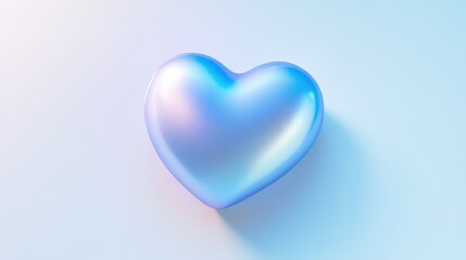 Obraz premium Light Blue Iridescent Heart Floating on Pale Background