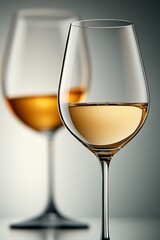 Vino blanco en una copa elegante con un fondo suave y desenfocado que resalta su color