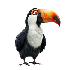 Obraz premium Photorealistic Illustration of a Colorful Toucan Bird on a Clean transparent background