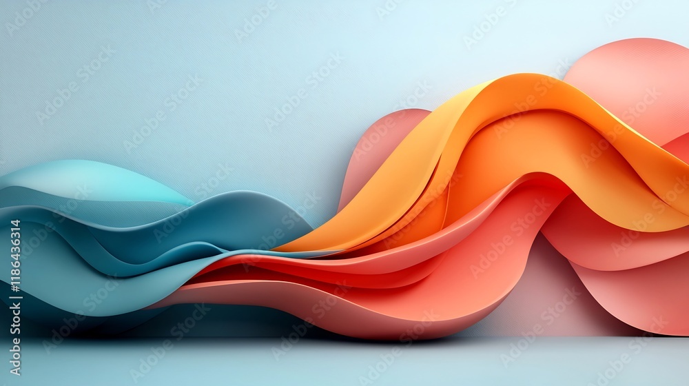 Poster fluid iridescent shapes in minimalist modern abstract background design with vibrant colors smooth d
