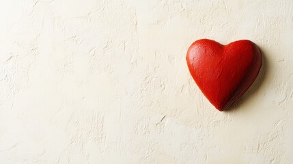 Romantic Red Heart Art on Off-White Textured Surface
