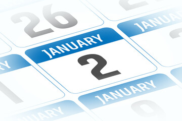 2 January calendar day vector illustration