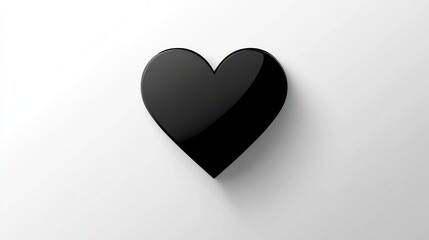 Fototapeta premium Shiny Black Heart Icon on White Background