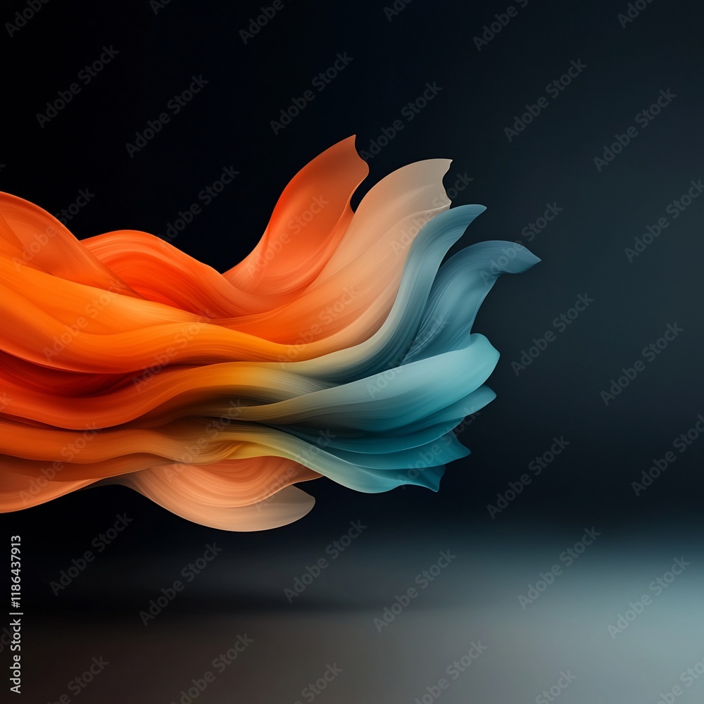 Poster mesmerizing iridescent abstraction undulating kaleidoscopic shapes in a vivid color harmony creating