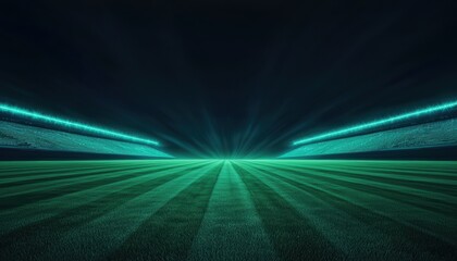 Luminous Soccer Field Under a Starry Night Sky with Spotlights