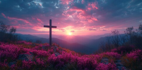 Stock photo of the Christian cross symbol and Jesus Christ