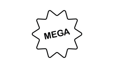 Badge Mega icon. Label in line design for online services, Vector illuctration