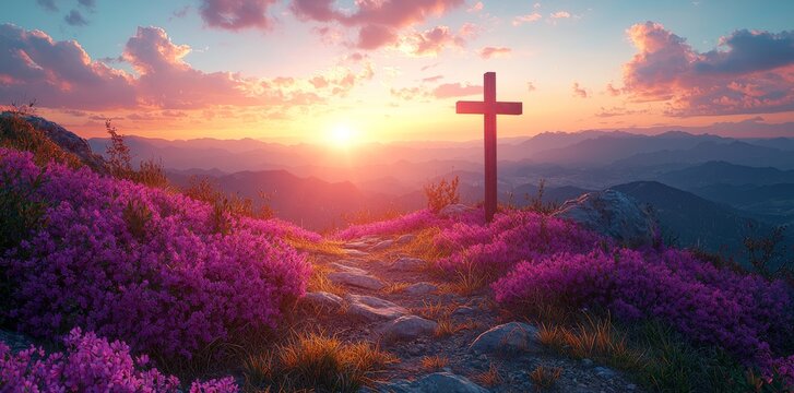 Christian cross and Jesus Christ, stock image