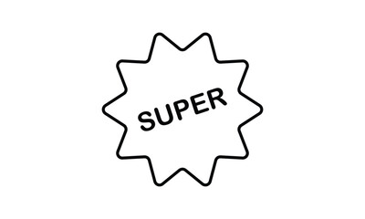 Super icon in line style. Contour label for mobile apps, sites and printed products. Vector illustration