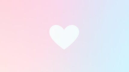 White Heart Icon on Pastel Pink and Blue Background