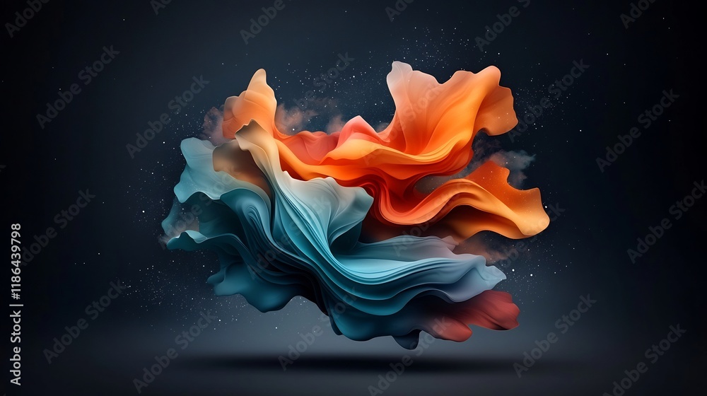 Poster captivating abstract background design with a dynamic wavy iridescent shape in a cosmic galactic sty