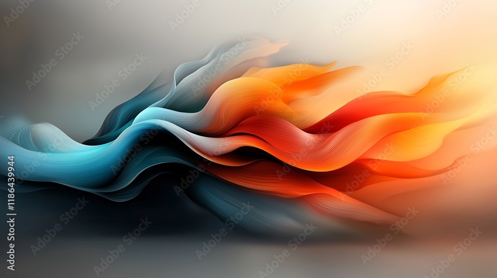 Poster mesmerizing iridescent wave surreal cosmic landscape with flowing organic forms and ethereal depth a