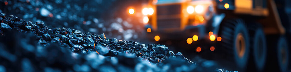 Coal Pile with Out-of-Focus Heavy Vehicle