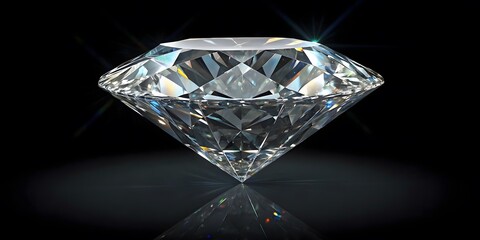 Brilliant Cut Diamond on Black Velvet with Sparkling Reflections V5