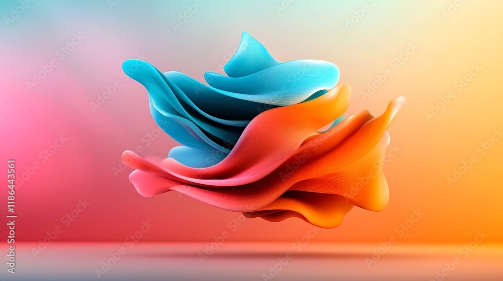 Poster captivating iridescent fluid motion enveloping an abstract surreal background design shimmering wavy