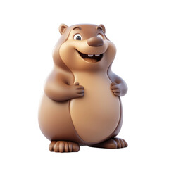 Fototapeta premium Cute 3D Cartoon Beaver Character with a Cheerful Expression on a transparent background