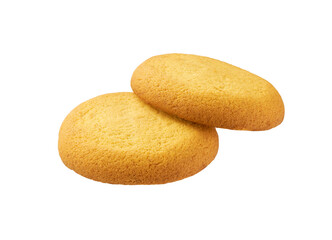 Two danish butter cookies isolated. Round danish butter cookies isolated on white background.
