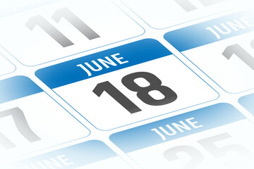 18 June calendar day vector illustration