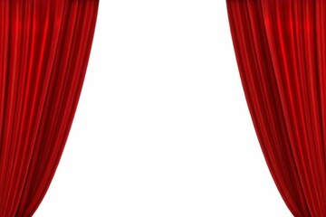 Red stage curtain, photo, isolated on white background
