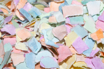 Fototapeta premium Torn Paper Layers Little Rainbow Confetti Colour Delicate Abstract Gentle Texture Background