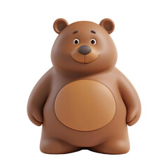Fototapeta premium Cute 3D Cartoon Brown Bear Icon on transparent background for Use in Various Creative Projects