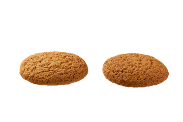 Oatmeal cookies isolated. Round oatmeal cookies isolated on white background.