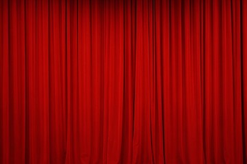 red theater curtain that dropped down as a straight line. Background for inserting text, empty spaces.
