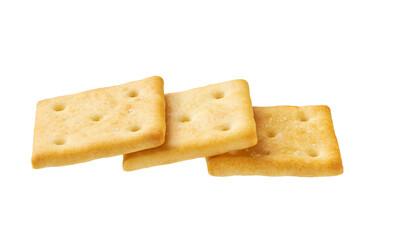 Crackers isolated. Square crackers isolated on white background.