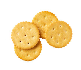 Crackers isolated. Round crackers isolated on white background , top view.
