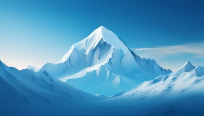 Fototapeta premium A distant snow-capped mountain under a vast, clear sky, with the lower two-thirds of the fra