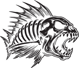 Fish Horror Skull Darkness of the Deep Bone Appetit T-shirts and Wall Decal Workout Athletic Gym Muscle Logo Fitness Beast Barbell Bodybuilding Healthy Wall Sticker for Gym Decor Wallpaper Wallsticker