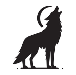 Silhouette of a wolf vector illustration on white background