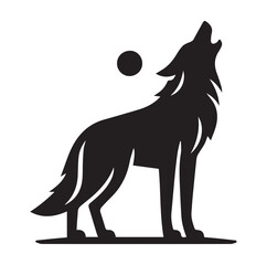 Silhouette of a wolf vector illustration on white background