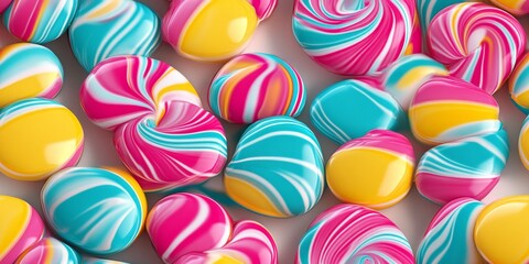 Sweet and Sugary Candy Wrappers in Seamless, Vibrant Pattern for Edible Treat Packaging Design