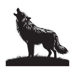 Silhouette of a wolf vector illustration on white background