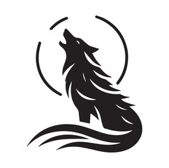 Silhouette of a wolf vector illustration on white background
