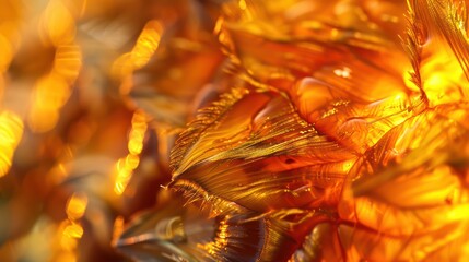 Obraz premium A close-up of pineapple skin, showcasing its golden texture, gloss, and detailed patterns, with soft blurred leaves in the background, evoking freshness.