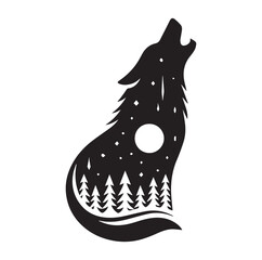 Silhouette of a wolf vector illustration on white background