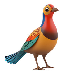 Obraz premium Colorful Cartoon Pheasant Icon in 3D Style on transparent background with Vibrant Features and Playful Design