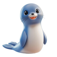 Naklejka premium Cute 3D Cartoon Seal Character with a Friendly Smile on a Clear transparent background